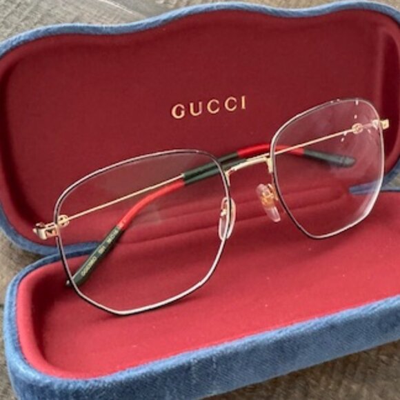Gucci Glasses Gold / Black NEW - Picture 1 of 12